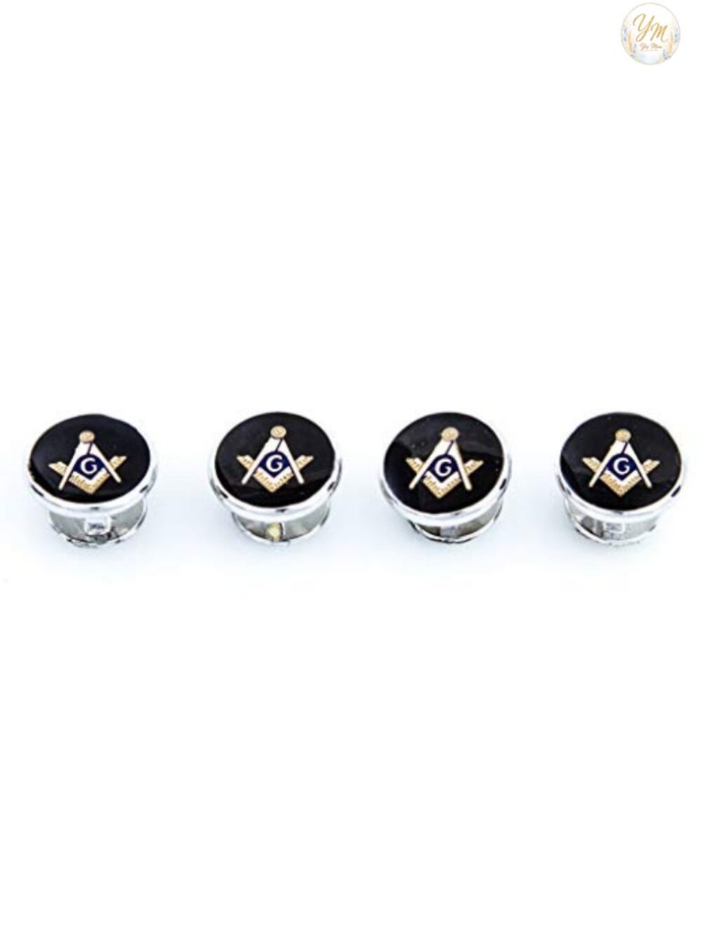 MRCFF Freemason Masonic Crystal Silver Tone Cufflinks & Studs Tuxedo Set Gift - Picture 3 of 4